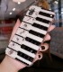 Handmade Crystal Phone Case for iPhone 14 15 Plus Pro Max Case Glitter Bling Piano Keys Pattern Luxury Crystal Pearl Rhinestone