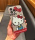 Handmade Crystal Phone Case for iPhone 14 15 Plus Pro Max Case Glitter Bling Hello Kitty Phone Cover Luxury Crystal Rhinestone