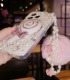 Handmade Crystal Phone Case for iPhone 14 15 Plus Pro Max Case Pearl Lollipop Phone Cover Luxury Rhinestone and Pearl