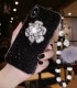 Glamorous Bling Handmade Crystal Phone Case for iPhone 14 15 Plus Pro Max - Sparkling Flower with Diamond & Rhinestone Accents