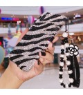 Handmade Crystal Phone Case for iPhone 14 15 Plus Pro Max Case Glitter Bling Zebra Pattern Luxury Crystal Diamond Rhinestone