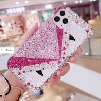 Handmade Crystal Phone Case for iPhone 14 15 Plus Pro Max Case Glitter Bling Pokemon Phone Cover Luxury Shiny Crystal Rhinestone