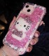 Handmade Crystal Phone Case for iPhone 14 15 Plus Pro Max Case Glitter Flowing Neon Sand Liquid Hello Kitty Bling Quicksand