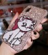Handmade Crystal Phone Case for iPhone 14 15 Plus Pro Max Case Glitter Bling Disney Marie-Cat Luxury Crystal Diamond Rhinestone