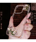 Handmade Crystal Phone Case for iPhone 14 15 Plus Pro Max Case Glitter Bling Rhinestone Bell Orchid Minimalist Phone Cover