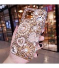 Handmade Crystal Phone Case for iPhone 14 15 Plus Pro Max Case Glitter Bling Pearl Charm Phone Cover Luxury Crystal Rhinestone