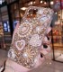 Handmade Crystal Phone Case for iPhone 14 15 Plus Pro Max Case Glitter Bling Pearl Charm Phone Cover Luxury Crystal Rhinestone