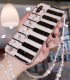 Handmade Crystal Phone Case for iPhone 14 15 Plus Pro Max Case Glitter Bling Piano Keys Pattern Luxury Crystal Pearl Rhinestone